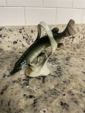 vintage Royal Dux Bohemia porcelain figurine pickerel or pike fish collect dad